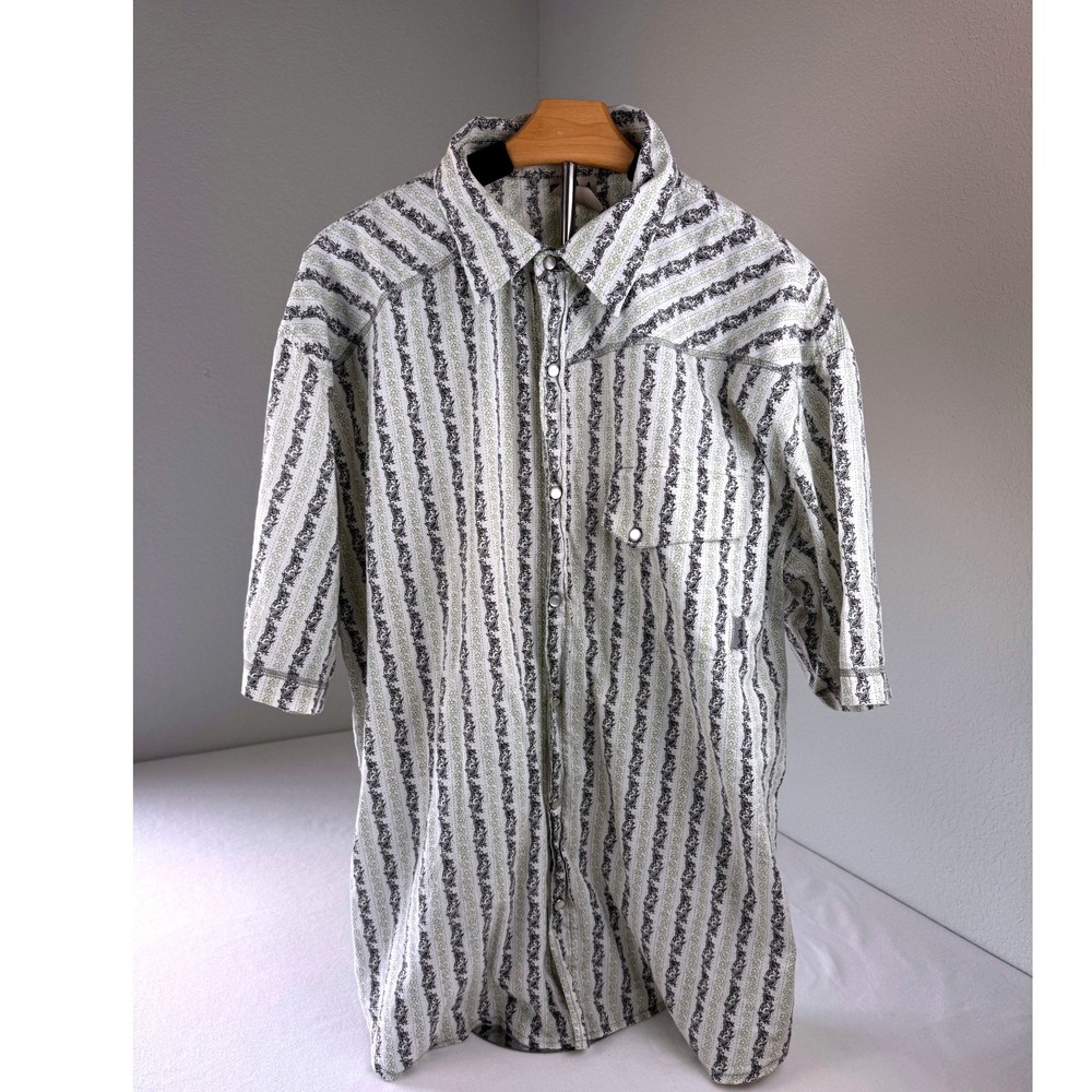Gotcha Western Pearl Snap Shirt Paisley Stripe Short Sleeve XXL Surf Cowboy
